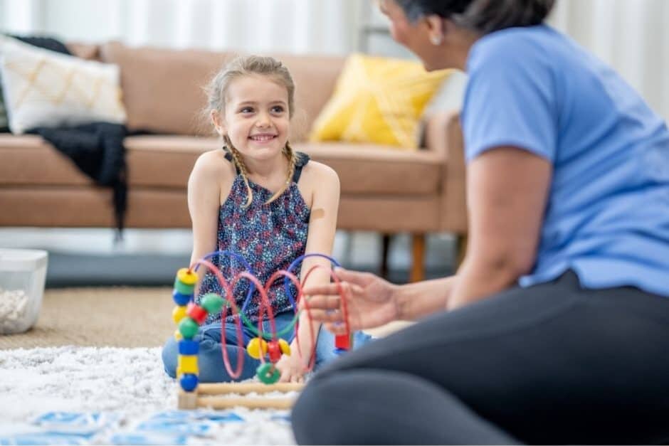 Child engaging in play therapy activities with therapist in Santa Rosa